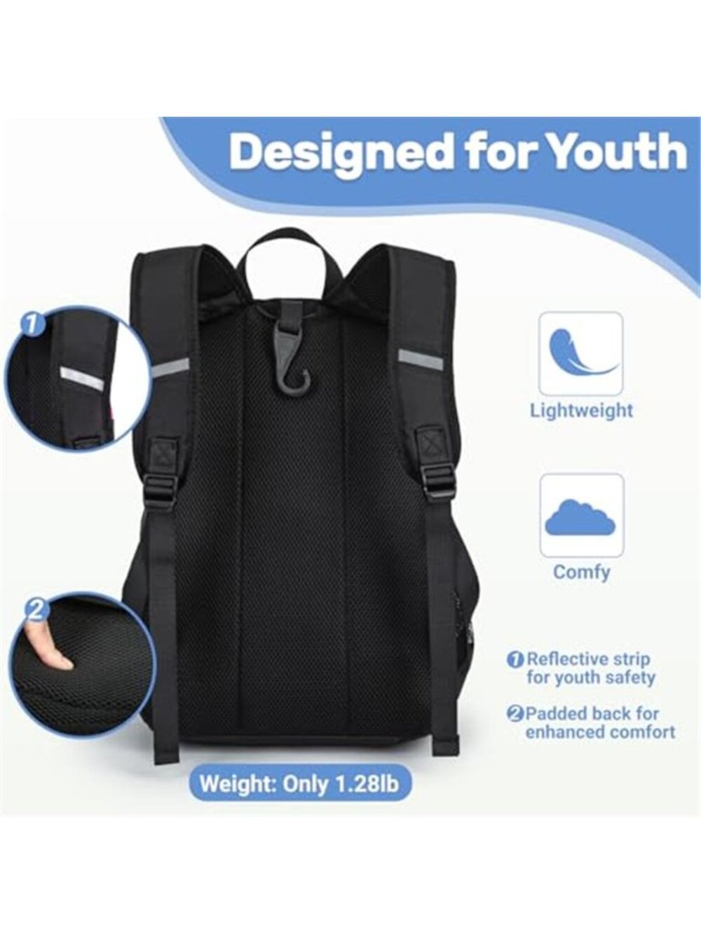 Youth Baseball Bag, Softball Bag for Girls & Boys, Kids T ball Backpack - Picture 5 of 7